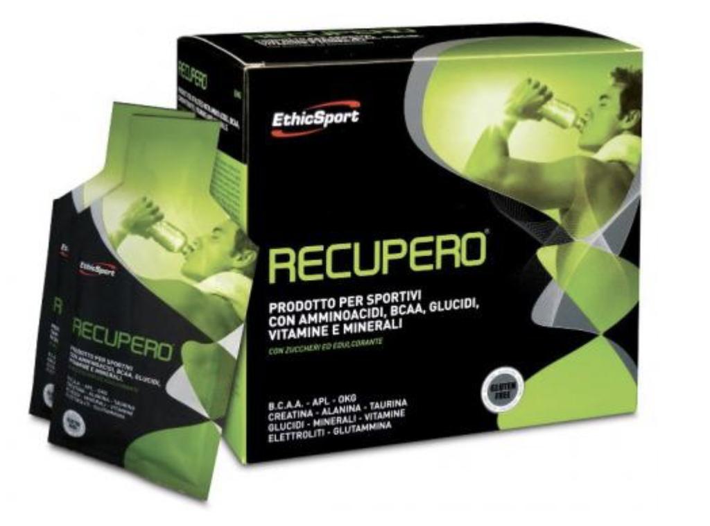 RECUPERO 20 Buste da 16,5 gr Integratore 20 Buste Prodotto per Sportivi specifico per il recupero muscolare e fisico. Aiuta a recuperare efficacemente dopo la prestazione o dopo allenamenti intensi.