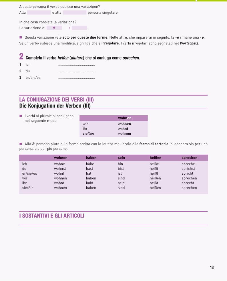 A quale persona il verbo subisce una variazione? Alla e alla persona singolare. KAPITEL 1 In che cosa consiste la variazione? La variazione è: e. Questa variazione vale solo per queste due forme.