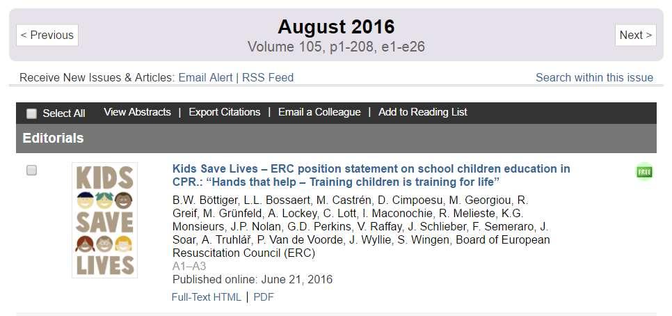 Kids Save Lives ERC position