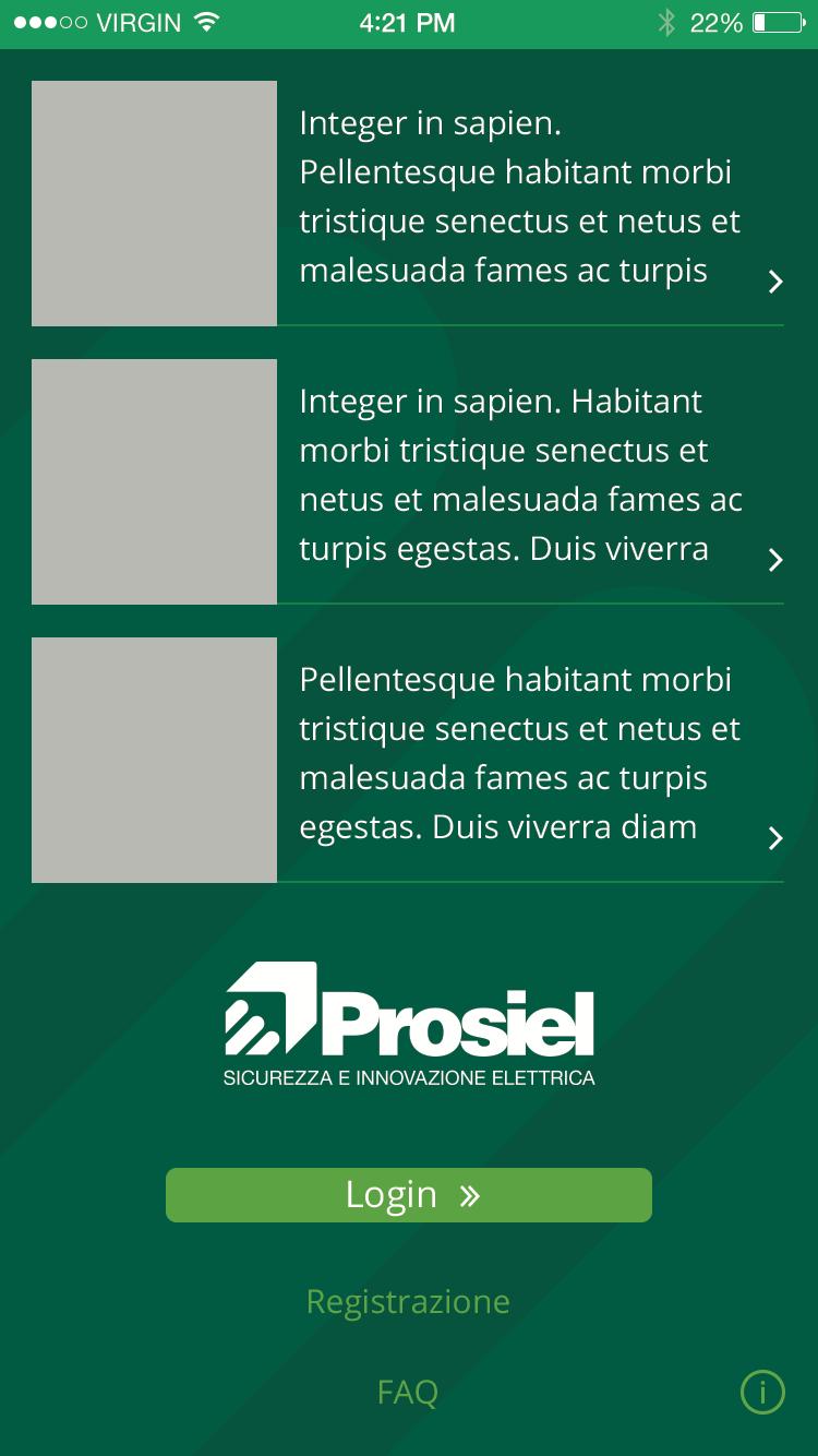 Schermata Iniziale News collegate direttamente al sito web prosiel.