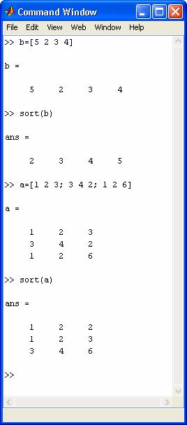 Ordinamento Ordinamento degli elementi di un array Funzione sort Sintassi var_a = sort(var_b) nel caso di una