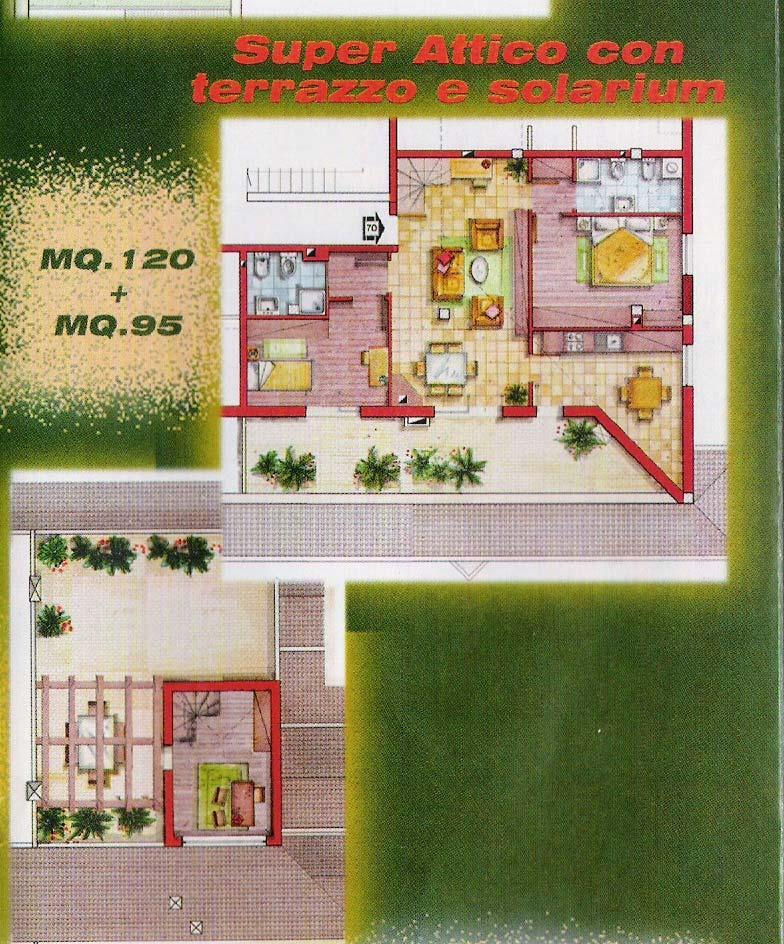 Super attico di medie dimensioni: avendo terrazzo e solarium lo spazio consente anche di organizzare inviti con più commensali.