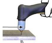 È possibile azionare la torcia con l'ugello poggiato sulla piastra oppure con un supporto massimo di 6,35 mm. Il supporto ideale è di 3,2 mm.