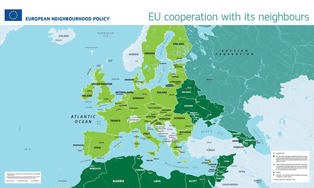 La Politica Europea di Vicinato Strumento Europeo di Vicinato 15 miliardi Piani d Azione Bilaterali Programmi regionali Cooperazione