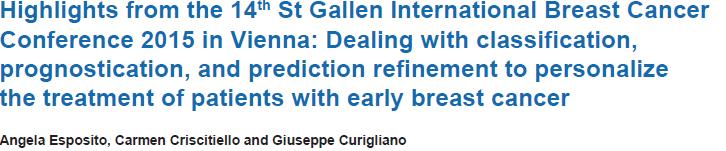 St Gallen 2015 biomarcatori hanno una scarsa capacità di surrogate i sottotipi luminal A e luminal