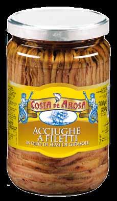82 Le Acciughe Le Acciughe 83 Acciughe a Filetti in olio di semi di girasole AF504 Formato Bauletto Kg 1 6 Bauletti Vengono selezionati
