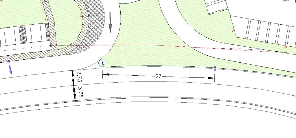 Figura 2: Schema dell'illuminazione lungo la strada principale La verifica consente anche in questo caso di rispettare i parametri di illuminazione richiesti per una strada di categoria MEC3c. 2.4 STRADE INTERNE Le strade interne sono state considerate come strade urbane di quartiere.