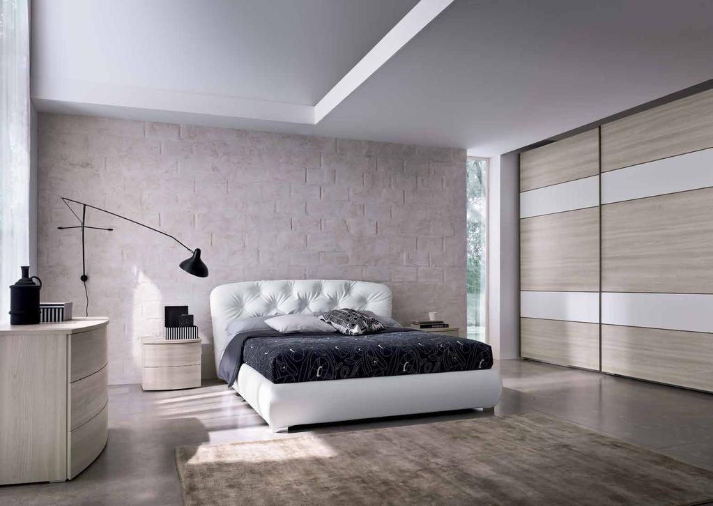 letti imbottiti upholstered beds people letto people in ecopelle bloom bianco gruppo wind olmo naturale armadio fascia olmo naturale / bianco opaco