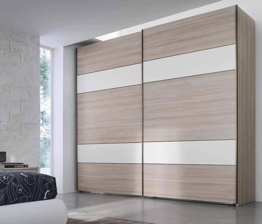 naturale maniglione bianco L 272,2 cm H 251,2 cm P 60,6 cm 2 door (135) natural elm carcass and doors, matt white fascia W