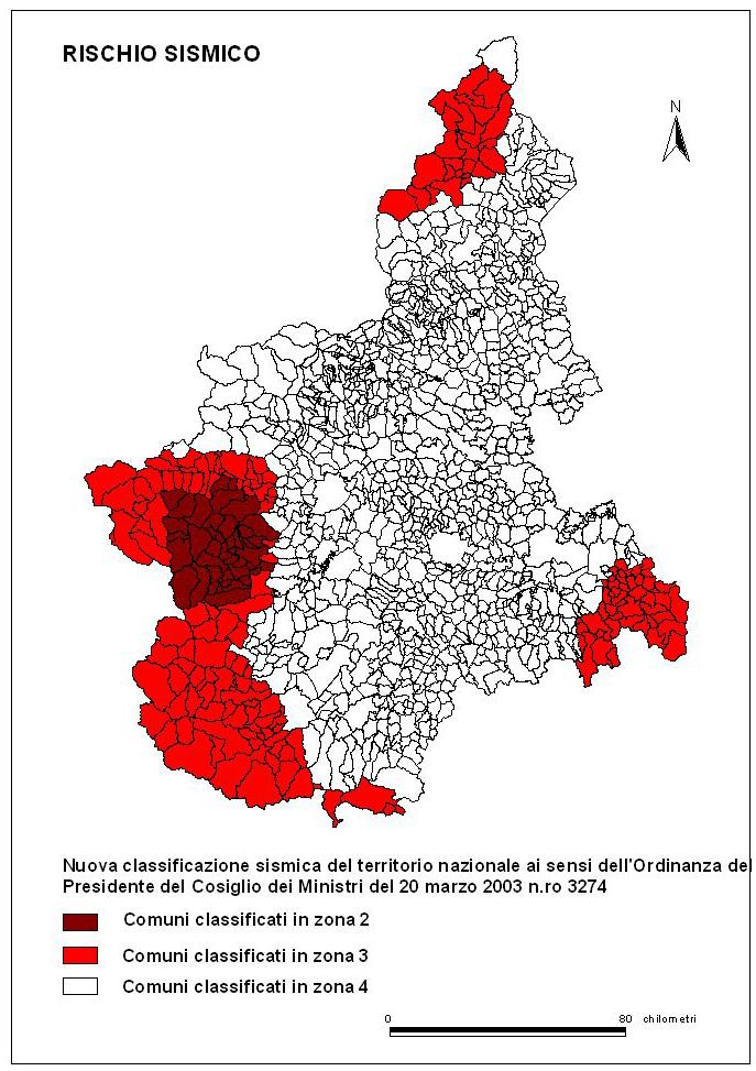 Fig. 1: Classificazione sismica del Piemonte