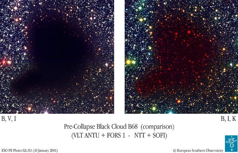 La nube oscura Barnard 68 Rosso = I Verde = V Blu = B Rosso = K Verde = I Blu =