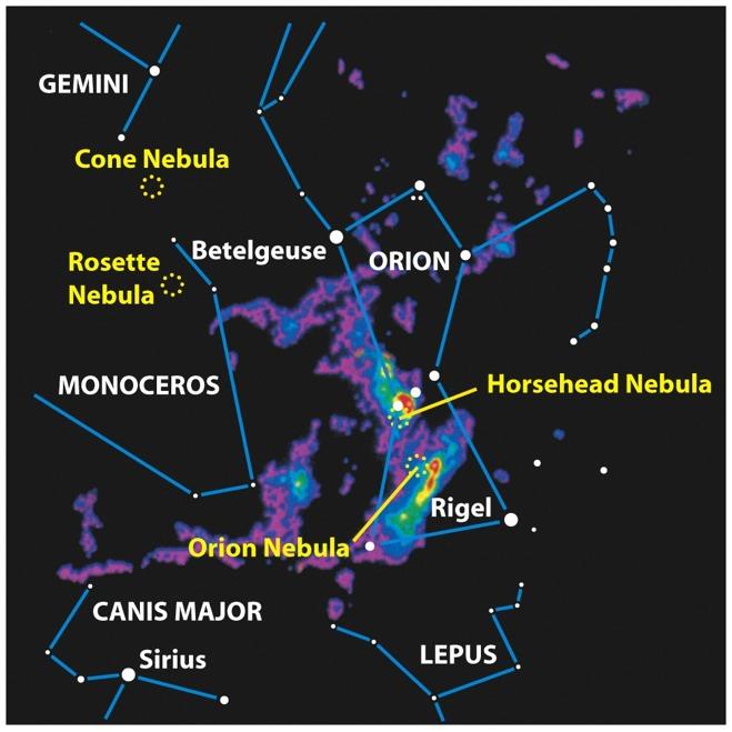 Giant Molecular Clouds (GMC) in Orione Mappa dell emissione a 2.