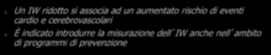 9 (corretto per età e sesso) Un IW ridotto si associa ad un aumentato rischio di eventi cardio e