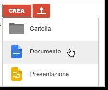 Creazione di un documento Da Google Drive, fai clic su Crea e seleziona Documento.