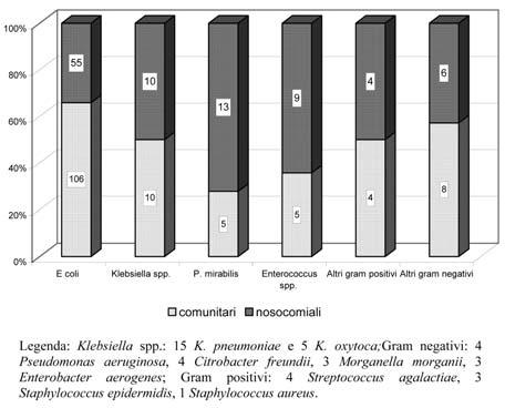 stipiti comunitari. Solamente 2 ceppi (10%), uno nosocomiale e l altro comunitario, sono risultati resistenti ai fluorochinoloni. Nessun isolato è risultato resistente a CAZ, IPM o GN. Il 61.5% dei P.