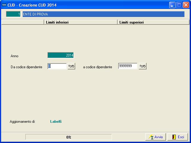 Elaborazioni Annuali o Elaborazione Certificazione CUD - CUD 2014 Creazione CUD Creazione CUD (1 di 1) Implementazioni per la gestione