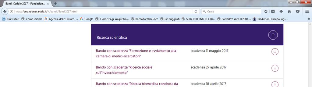 Si ricorda che il responsabile scientifico, in qualità di capofila, è responsabile della presentazione formale del progetto e del caricamento, sul sito della Fondazione, di tutta la documentazione