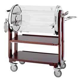4 swivel casters without brakes - upper deck in 18-10 stainless steel, satin finishing - lower deck with bottle holder.