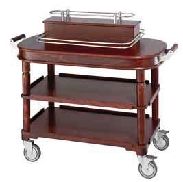 Carrello liquori Liqueur trolley Aperitif-/Digestivwagen Chariot à liqueurs Carro licores 58889-00 124x68,5 104 37 4 ruote pivottanti di cui 2 con freno - barriera portabottiglie in acciaio inox