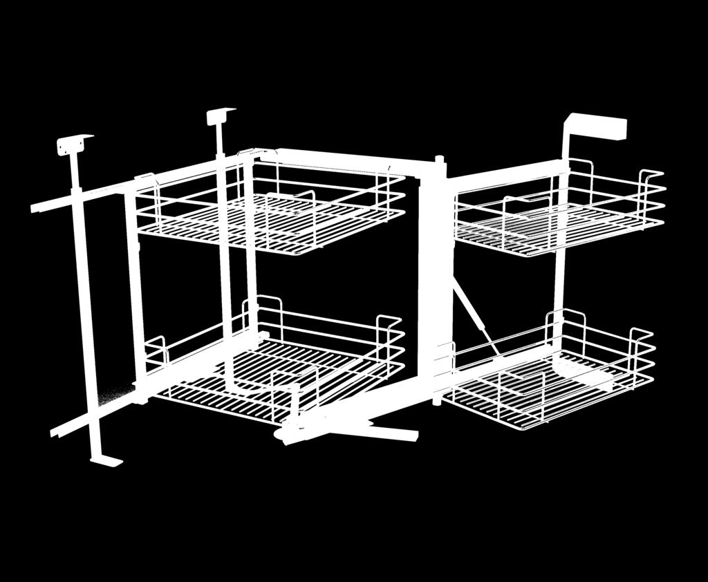Pull-out mechanism for corner base unit with 4 wire bottom baskets, soft