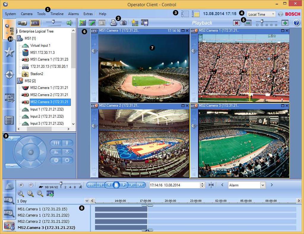 Bosch Video Management System Interfaccia utente it 111 riquadro Immagine, Pagina 136 Finestra Elenco Allarmi, Pagina 152 13.