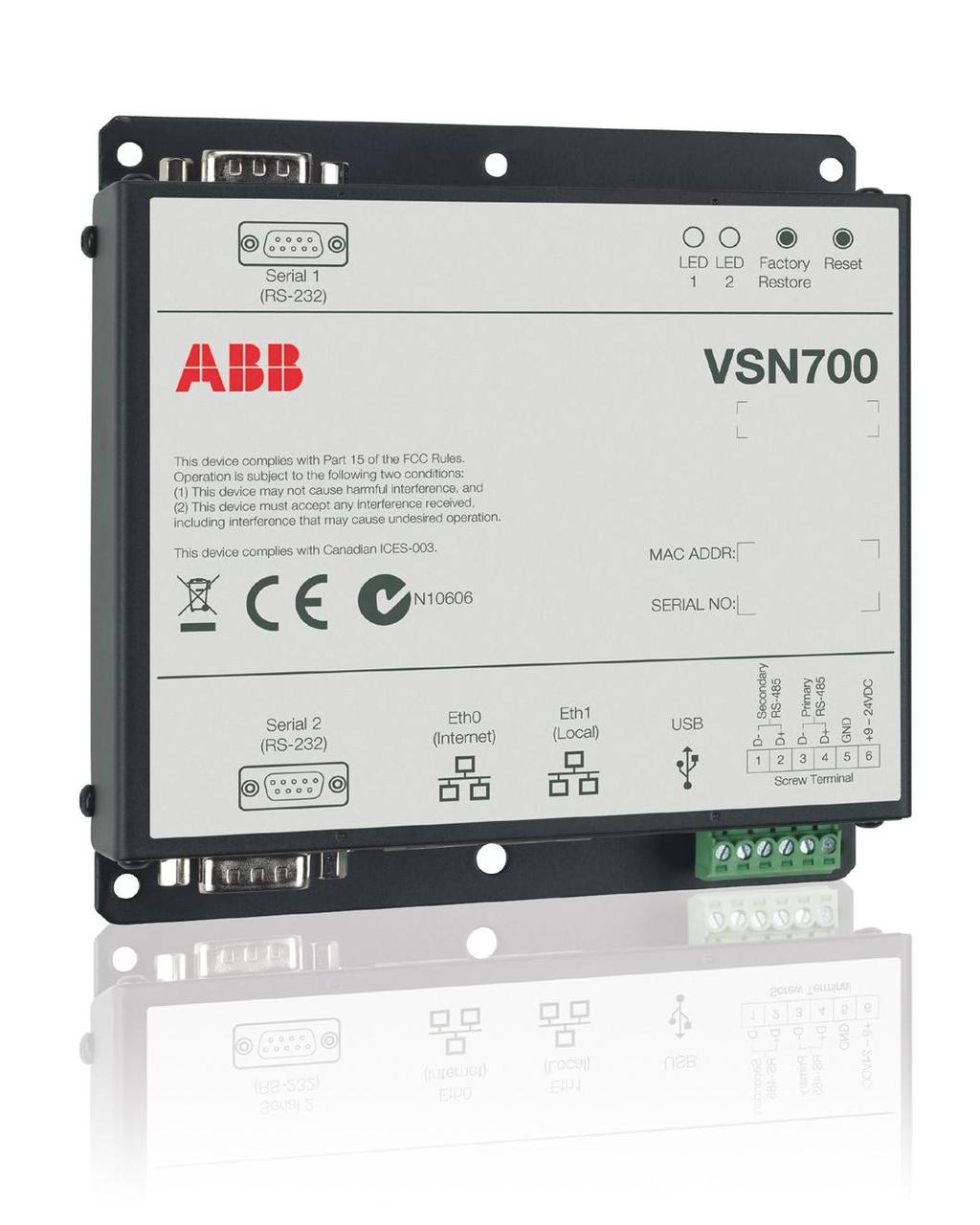 Inverter solari ABB monitoraggio e comunicazione VSN700 Data Logger VSN700-01/ VSN700-03/VSN700-05 Il VSN700 Data Logger è un data logger dalle elevate prestazioni che, grazie alla funzione di