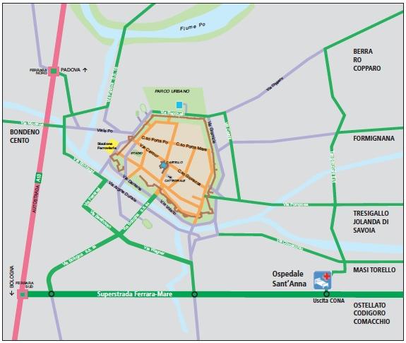 COME ARRIVARE Dall autostrada A13 Uscita Ferrara Sud Prendere il Raccordo autostradale Ferrara-Porto Garibaldi in direzione Porto Garibaldi Proseguire per circa 12 km All uscita Svincolo Cona