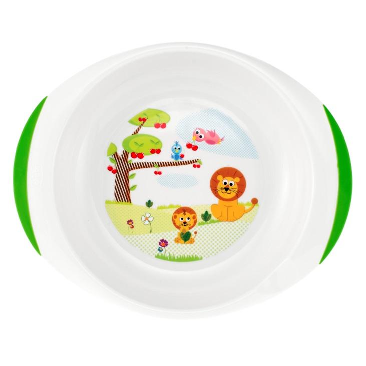 SET PIATTI (12M+) Il set composto da piatto fondo e piano è stato studiato per insegnare al bambino a mangiare da solo e senza fretta, in maniera divertente, grazie ai disegni che stimolano l