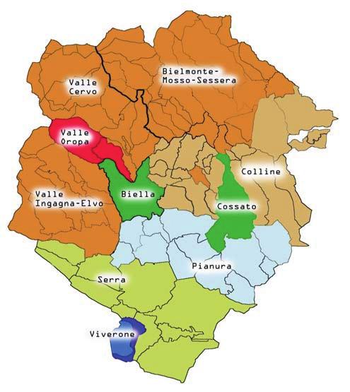 Fig. 6 - Suddivisione provincia per aree territoriali BIELLA Escluse le frazioni di Oropa e Favaro BIELMONTE, MOSSO, SESSERA Ailoche, Callabiana, Camandona, Caprile, Coggiola, Crevacuore, Mezzana