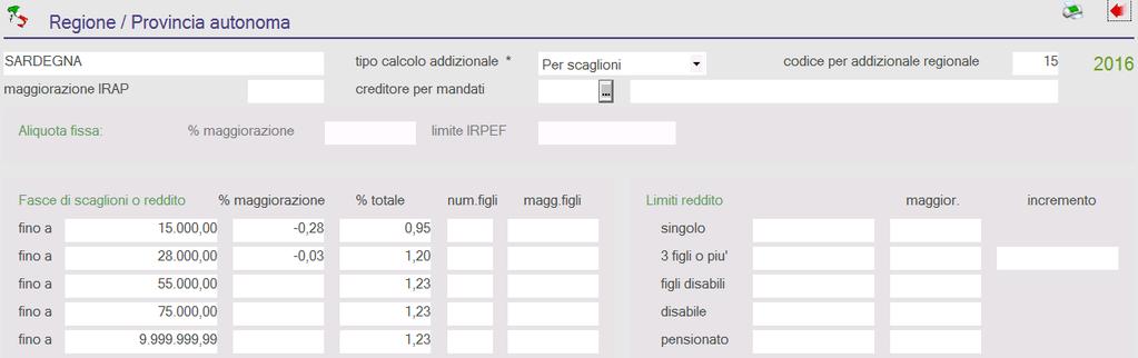 Operazioni da effettuare dopo l aggiornamento Verifica aggiornamento addizionale regionale IRPEF Con l esecuzione dell aggiornamento i dati inseriti per la regione Sardegna nella funzione