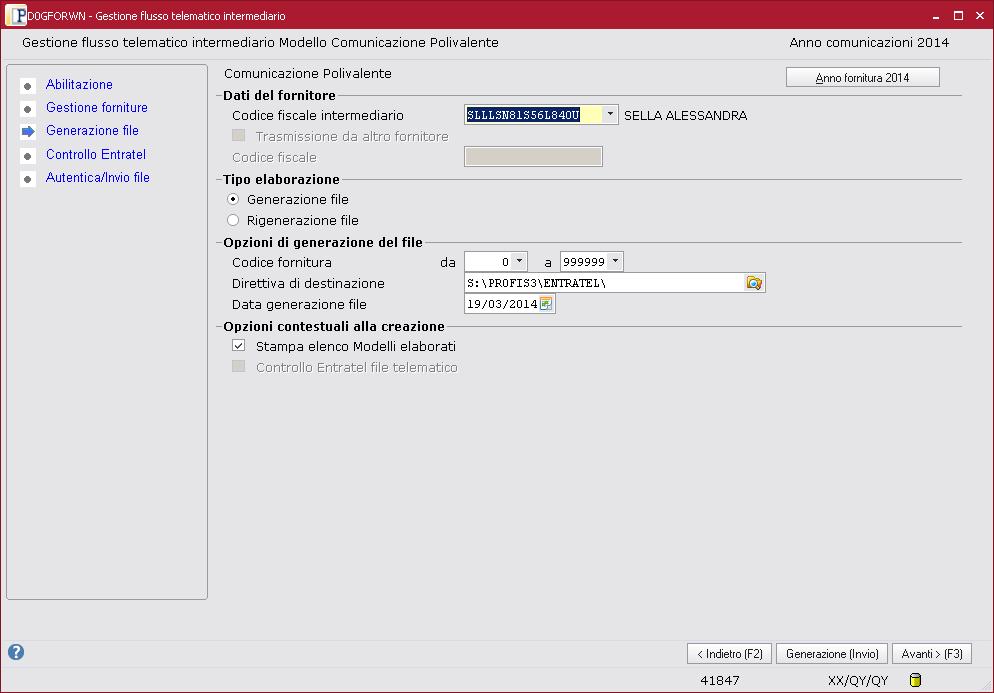 Scegliere la direttiva in cui salvare il file telematico da inviare poi al consulente per l invio Durante la creazione del file, verrà generata una stampa con il risultato dell elaborazione.