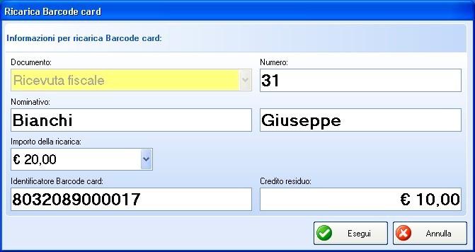 cassa oppure tramite il report Residuo card, la cui configurazione è indicata nelle pagine precedenti. Figura 2-10 2.7 