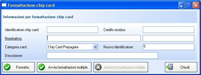 4.2.2 Inizializzazione Per poter utilizzare le chip card è necessario prima di tutto formattarle.