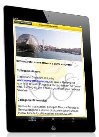 L App Genova Gourmet per ipad L applicazione Genova Gourmet per ipad (versione 1 e 2), valorizza al meglio quanto già disponibile su iphone, facendo sì che i locali, il come localizzarli e