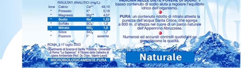 A BASSISSIMO CONTENUTO DI SODIO/SALE: non più di 0,04 g di sodio, o un valore