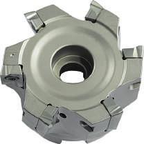 90 milling tool with cylinrical coupling for grooving an contouring, full engagement hole rilling with helical interpolation. Frese per inserti APKT 10.