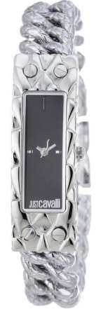 JJ CAVALLI R7253129525 190,00 Cassa in acciaio rettangolare mm 14,5x42 Quadrante nero logato Indici e lancette silver Vetro minerale zaffiro antigraffio e