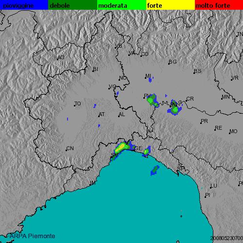 Temporale nelle primissime ore della giornata localizzato a ovest del capoluogo con accumuli superiori ai 40 mm.