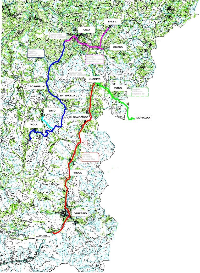 Rete di Trasporto esistente Metanodotto della Val Mongia e Metanodotto della Val Tanaro (CN) Metanodotto della Val Mongia: 34 km Ceva Priero Sale delle Langhe IV specie p.