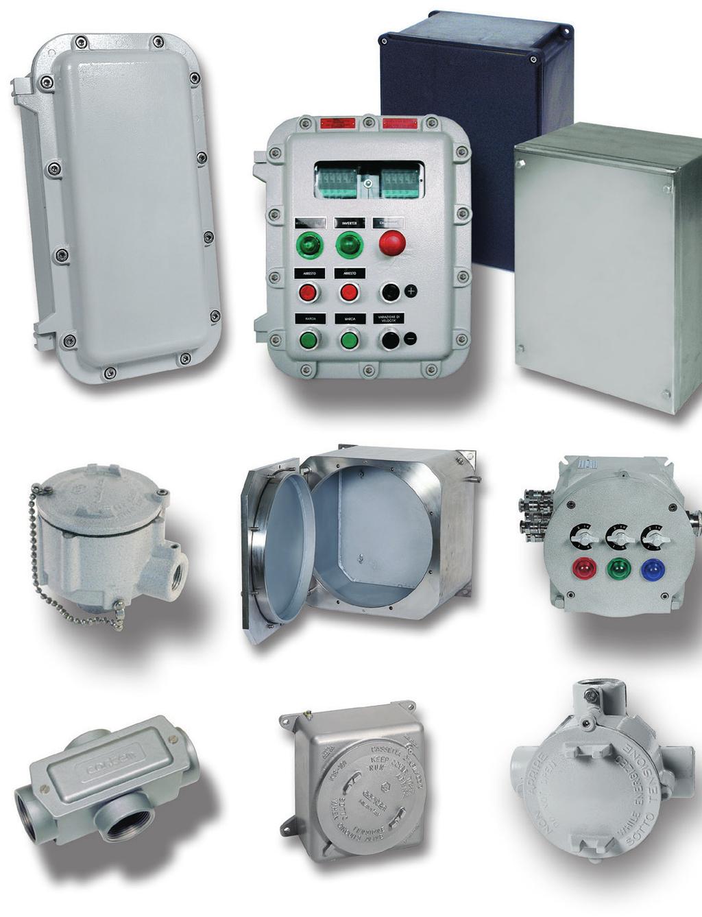 Moreover, we manufacture control switches for the supply of electrical circuits and motive power, besides several patterns of electrical sockets and plugs with either automatic or interlocked switch.