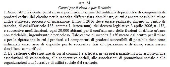 Proposta di Legge di Iniziativa Popolare «LEGGE RIFIUTI ZERO» n.