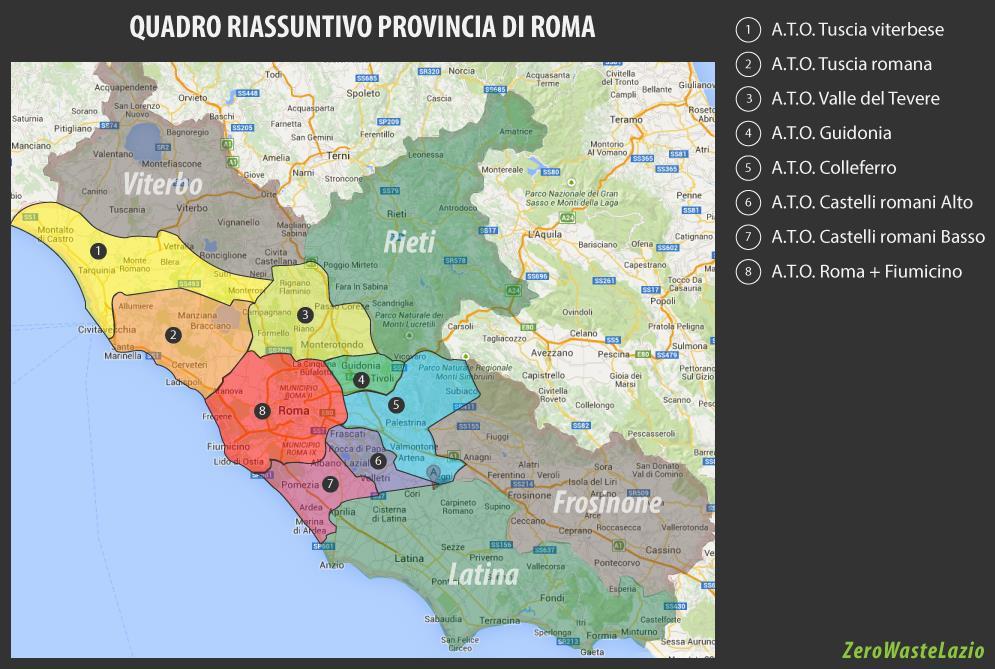 Proposta di nuovi Ambiti Territoriali Ottimali A.T.O. Roma e 15 Sub-A.T.O. = 2,8 Milioni di abitanti Provincia Roma n.