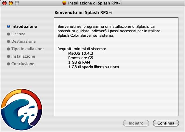 INSTALLAZIONE DEL SOFTWARE DEL SERVER SPLASH RPX-I 18 INSTALLAZIONE DEL SOFTWARE DEL SERVER SPLASH RPX-I In questo capitolo viene descritto come convertire un Power Mac in Splash RPX-i Color Server