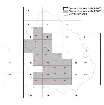 scala 1: 4000, relativi all intero territorio comunale e da altri 27 fogli in scala 1:2000 a copertura della porzione di territorio maggiormente urbanizzata (fig. 1).