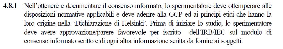 Approvazioni del consenso informato La documentazione inerente il consenso informato e