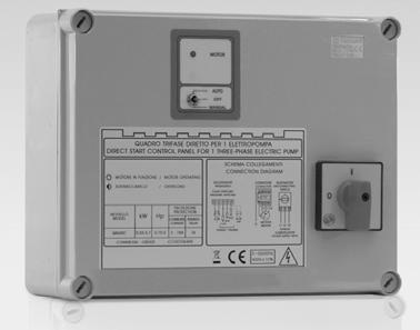 SERIE QA/60C QUADRI ELETTRONICI PER POMPE DI DRENAGGIO E FOGNATURA, SUPERFICIE E SOMMERSE DATI TECNICI Quadro elettronico per una pompa Drenaggio/Fognatura - Superficie - Sommersa.