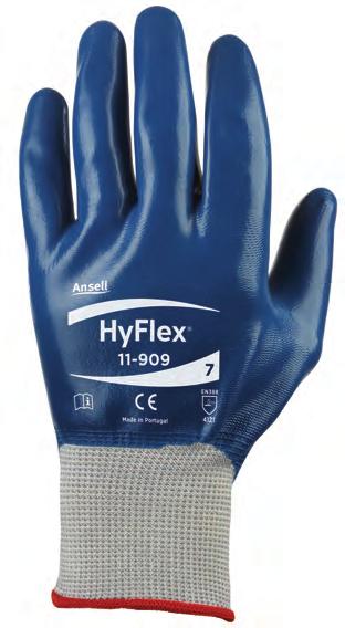 1/0 HYFLEX -0 GUANTO CON RIVESTIMENTO NITRILE, FINITURA LISCIA HYFLEX -0 GLOVE FULLY COATED, SMOOTH FINISH Montaggio e finitura. Operazioni generali di manutenzione per impianti e fabbriche.