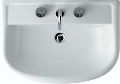 semirecessed washbasin, one hole prepunched trhee holes.