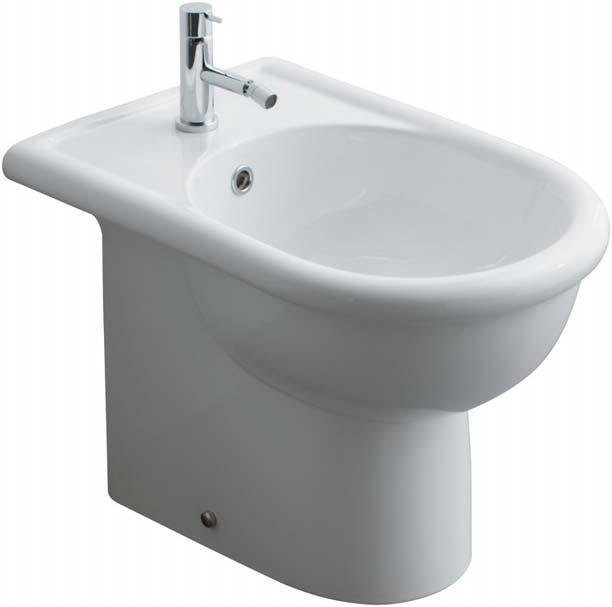 ALIA VASO 57 ALIA BIDET 57 Vaso cm 57 con scarico (6 lt.) a parete trasformabile a pavimento tramite la curva tecnica VA 079 fornita a richiesta.