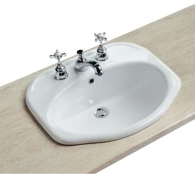 AL 025 Lavabo semincasso ALIA cm 69 - ALIA semirecessed washbasin 69 cm 19 PA 015 Lavabo semincasso PAESTUM 22 monoforo predisposto a tre fori - One hole semi-recessed washbasin PAESTUM prepunched